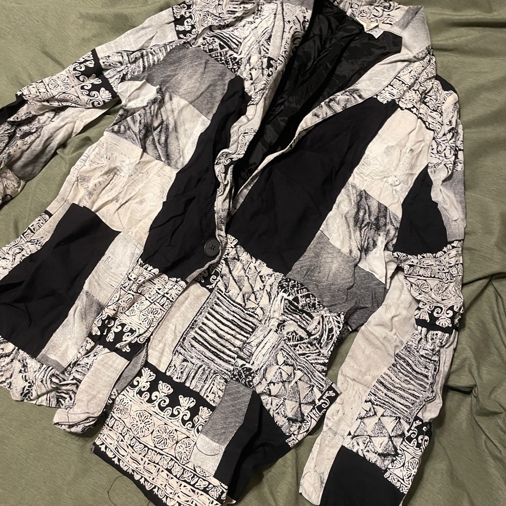 Patchwork Black And White Women's Jacket - image 3
